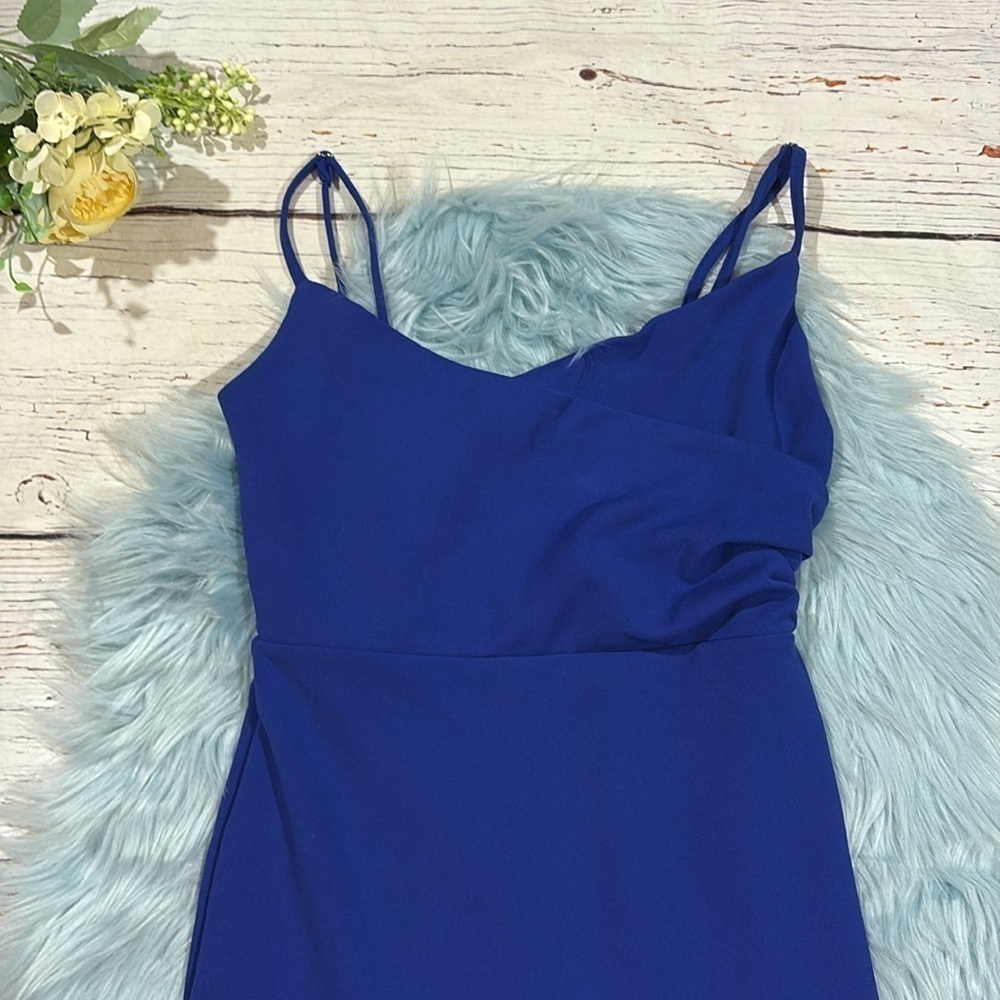 NWOT Lulus Impeccable Essence Royal Blue Surplice Tiered Mini Dress - Picture 7 of 8